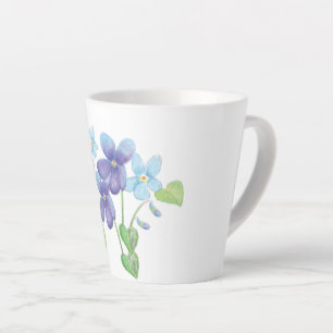 Wild Violet Flowers Illustration  Latte Mug