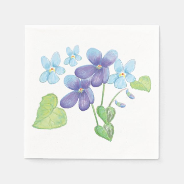 Wild Violet Flowers Illustration  Napkin (Front)