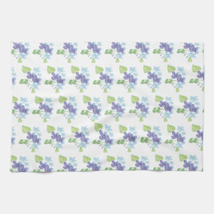Wild Violet Flowers Illustration  Tea Towel