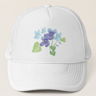 Wild Violet Flowers Illustration Trucker Hat