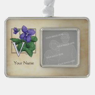 Wild Violet Personalised Flower Monogram Silver Plated Framed Ornament