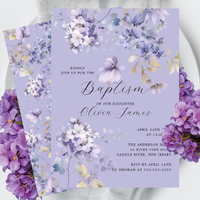 Wild Violets Baptism Invitation (Creator Uploaded)