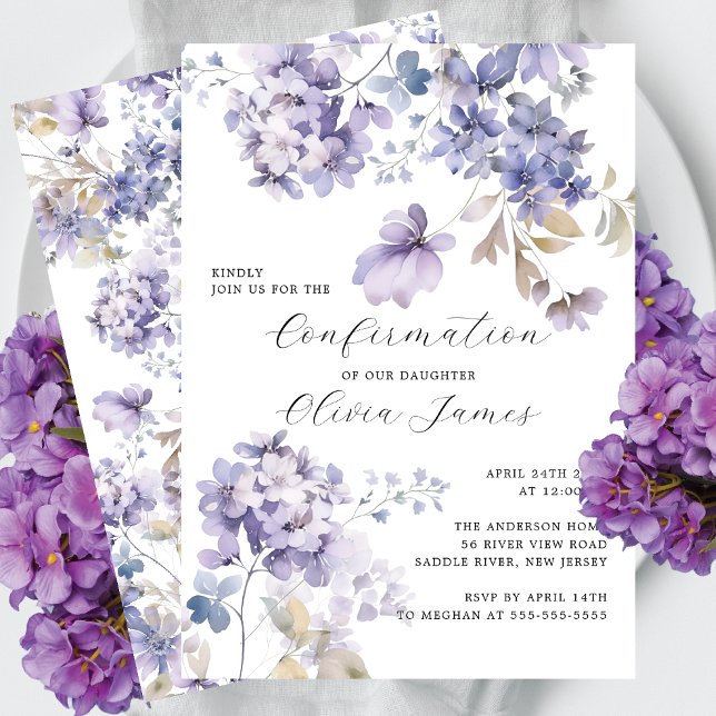 Wild Violets Confirmation Invitation (Creator Uploaded)