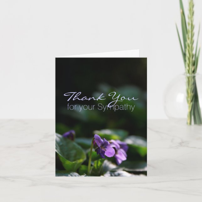 Wild Violets Sympathy Thank You Note Card (Front)