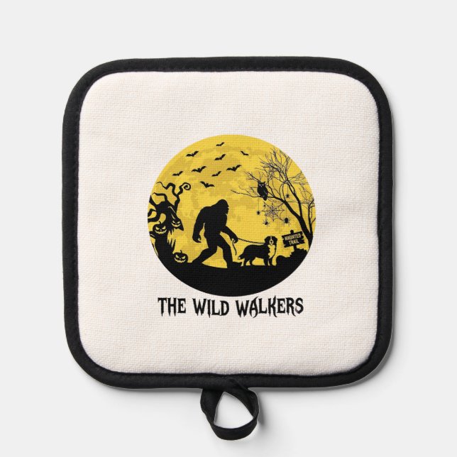 Wild Walkers Bigfoot Walking Bernese Halloween Hau Pot Holder (Front)