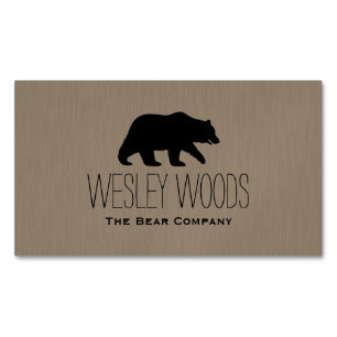 Wild Walking Grizzly Bear Silhouette Simple Magnetic Business Card
