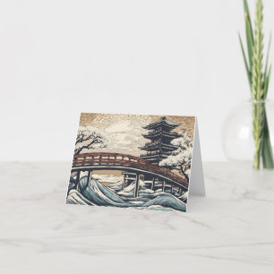 Wild water with bridge holiday card