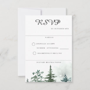 Wild Watercolor Forest Wedding RSVP Card