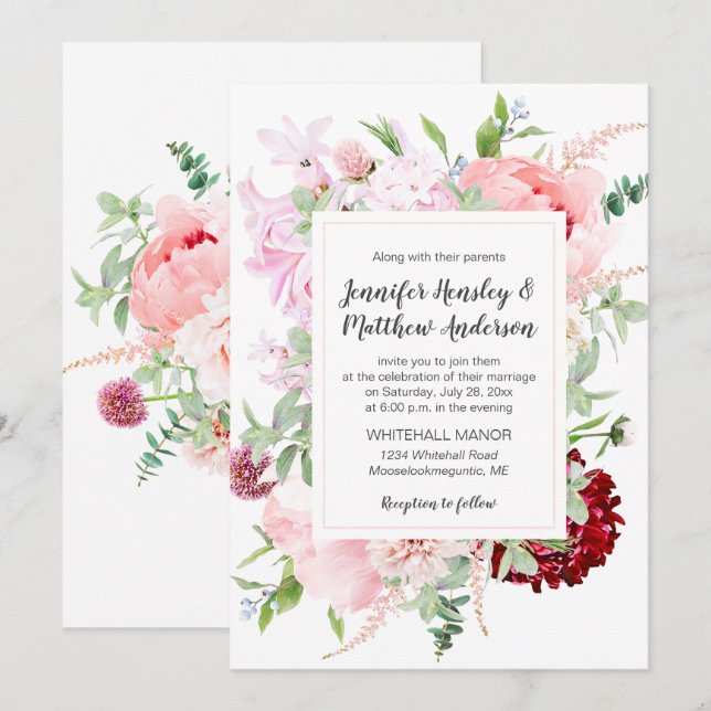 Wild Watercolor Garden Wedding | Invitation (Front/Back)