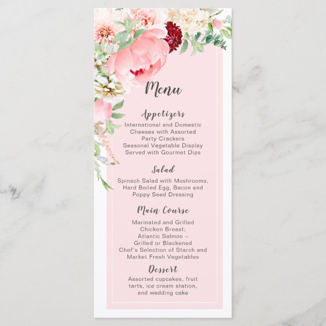 Wild Watercolor Garden Wedding | Menu (Front)