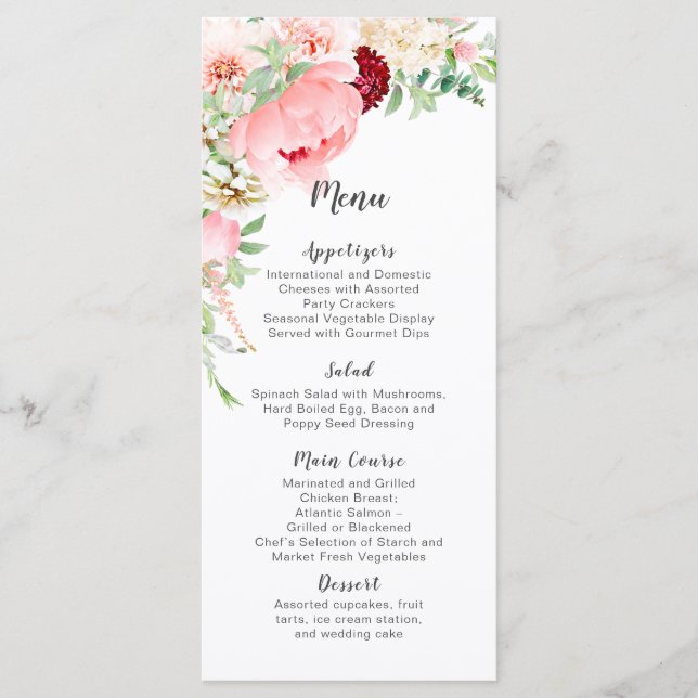 Wild Watercolor Garden Wedding | Menu (Front)