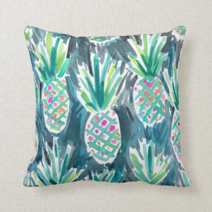 Wild Watercolor Pineapples Pattern Cushion