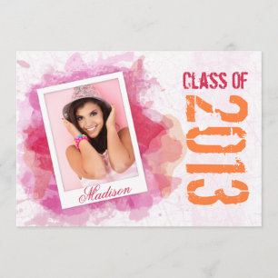 Wild Watercolor Splash Graduation Flat Card