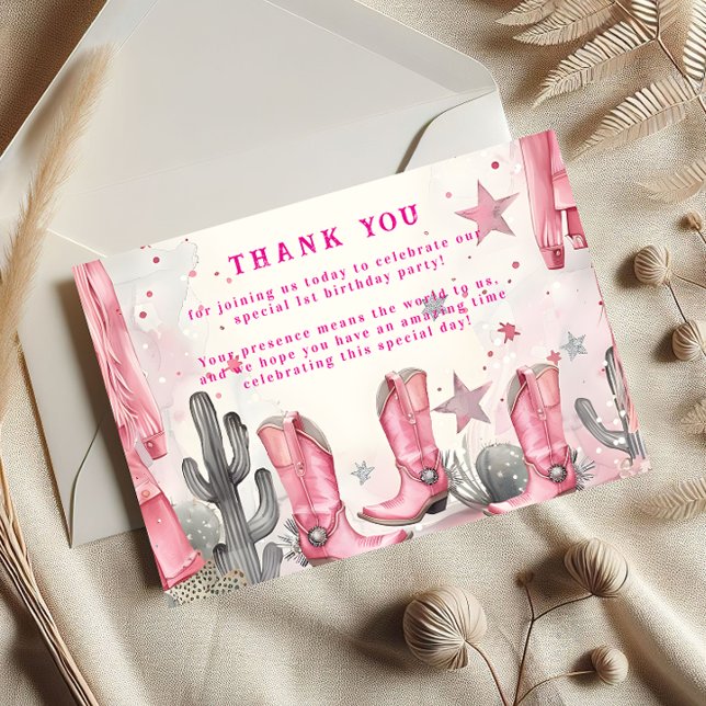 Wild West 1st Rodeo Birthday Thank You Card (Creator Uploaded)