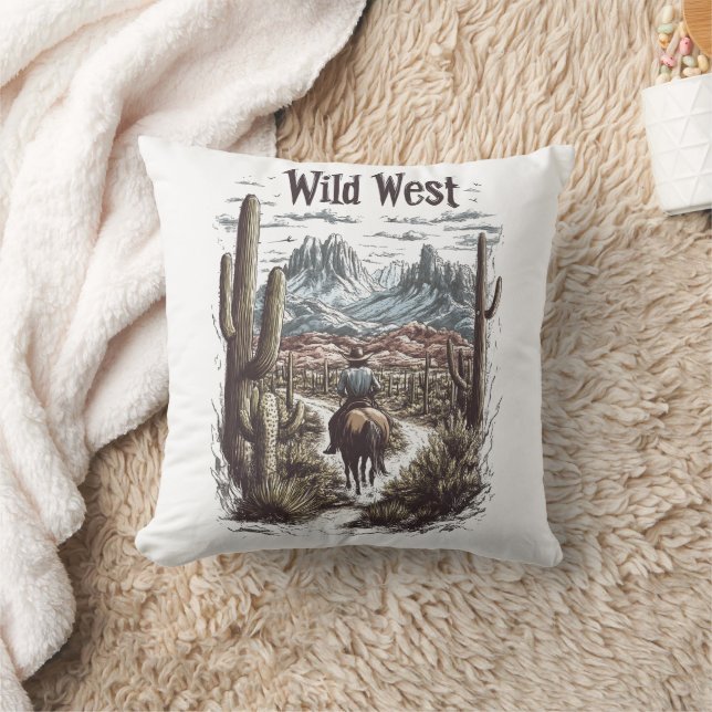 Wild West Adventure Illustration Cushion (Blanket)