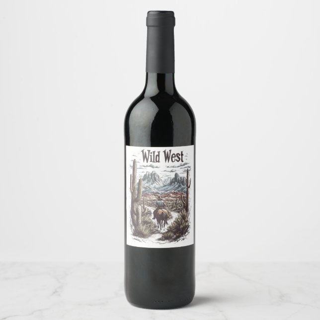 Wild West Adventure Illustration Wine Label (Front)