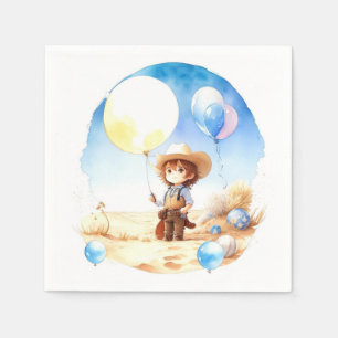 Wild West Adventure Watercolor Cowboy Baby Shower Napkin