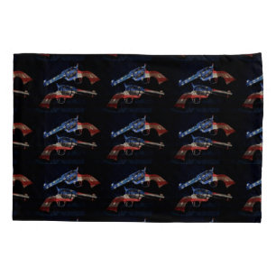 Wild West American Flag Six Shooters Pillowcase