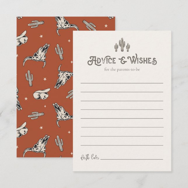 Wild West Baby Shower Advice & Wishes Card (Front/Back)