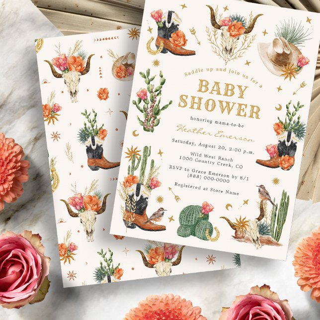Wild West Baby Shower Invitation (Watercolor Boho Wild West Baby Shower Invitation
)