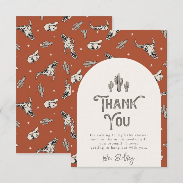 Wild West Baby Shower Thank You Card | Western (Front/Back)