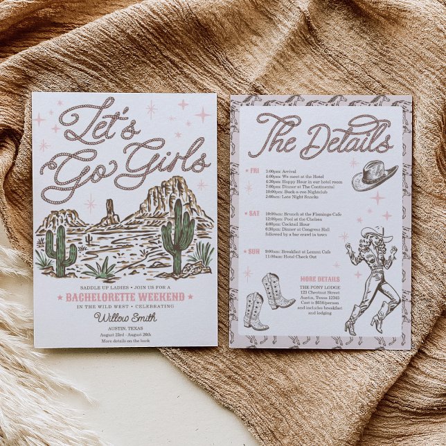 Wild West Bachelorette Let's Go Girls Itinerary Invitation (Creator Uploaded)
