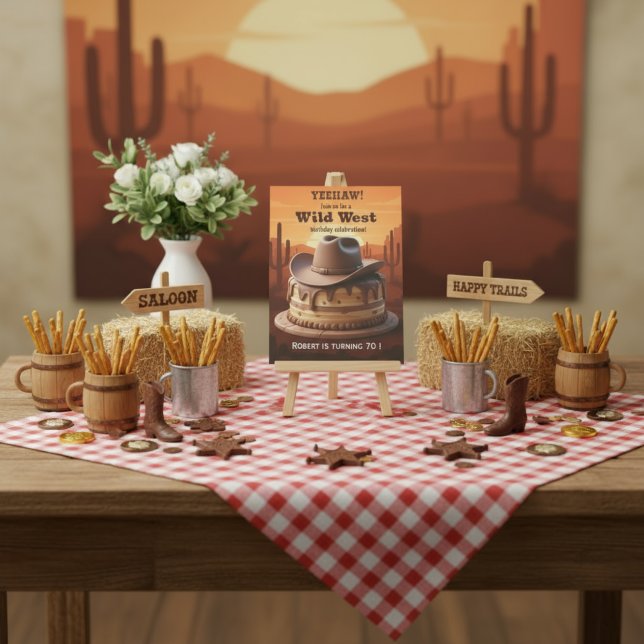 Wild West Birthday Cowboy Hat Cake Invitation (Creator Uploaded)