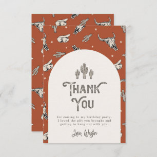Wild West Birthday Thank You Card   Western