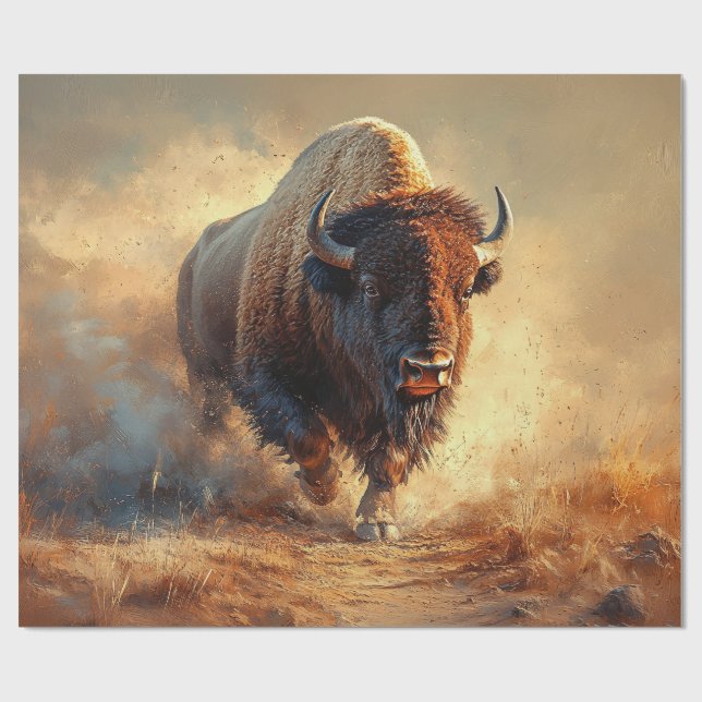 Wild West Bison Decoupage Wrapping Paper (Flat)