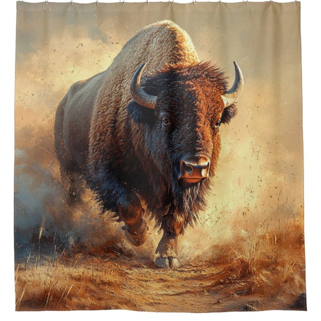 Wild West Bison Shower Curtain (Front)