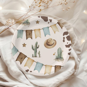 Wild West Boy First Rodeo 1st birthday party Paper Plate