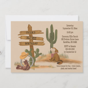 Wild West Boys Rustic Fun Birthday Invitation