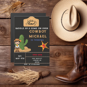 Wild West Cactus 5Th Birthday Boy Magnetic Invitation