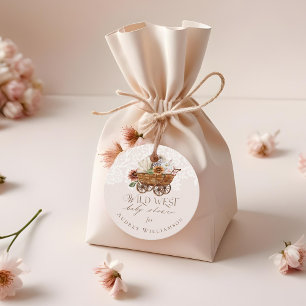 Wild West Country Western Floral Wagon Baby Shower Favour Tags