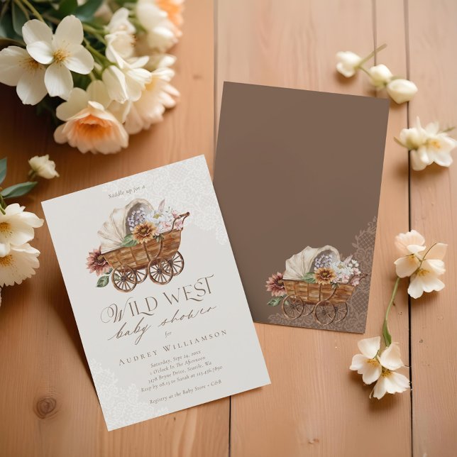 Wild West Country Western Floral Wagon Baby Shower Invitation (Wild West Country Western Floral Wagon Baby Shower Invitation)
