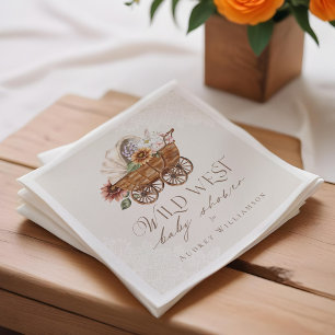 Wild West Country Western Floral Wagon Baby Shower Napkin