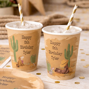 Wild West Cowboy Birthday Desert Party Paper Cups