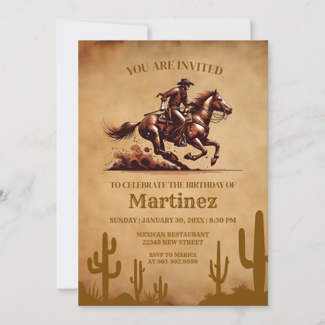  Wild West Cowboy Birthday  Invitation (Front)