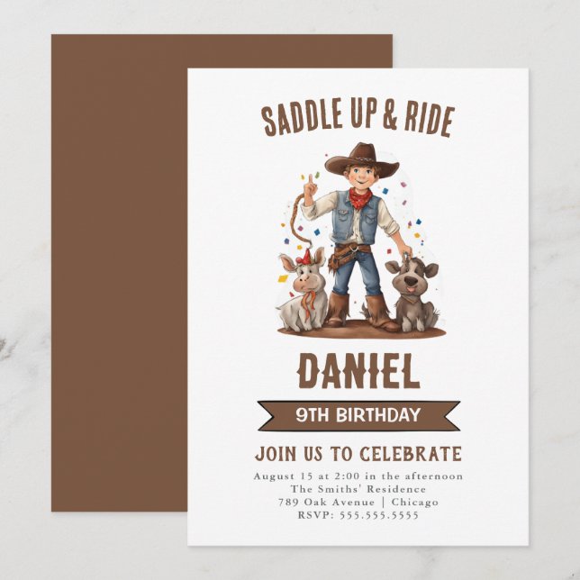 Wild West Cowboy Birthday Party  Invitation (Front/Back)