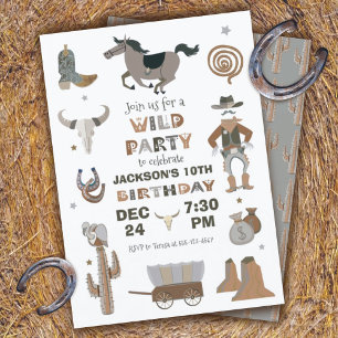 Wild West Cowboy Birthday Party Invitation