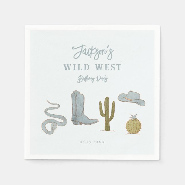 Wild West Cowboy Birthday Party Napkin (Front)