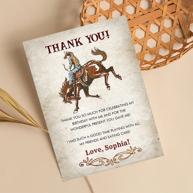 Wild West Cowboy Birthday Party Thank You Card (Creator Uploaded)
