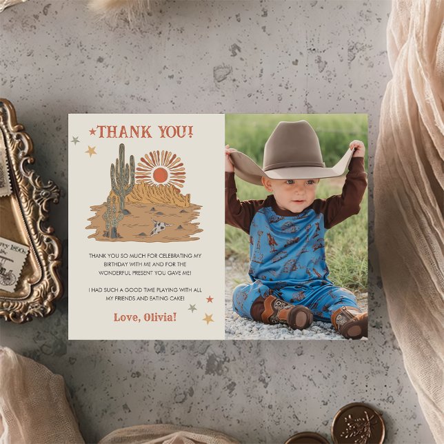 Wild West Cowboy Birthday Party Thank You Card  (Creator Uploaded)