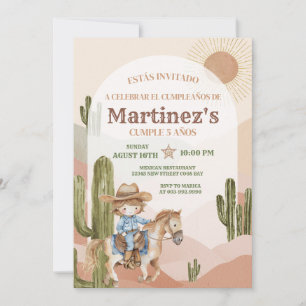 Wild West Cowboy Birthday Spanish Invitation