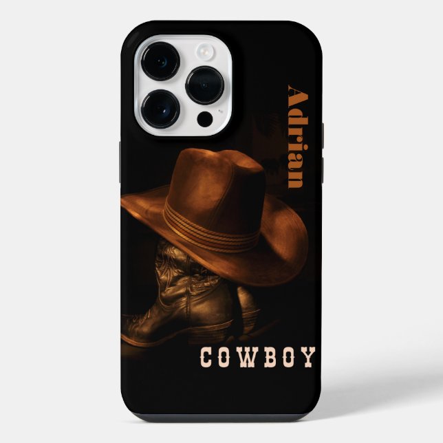 wild west cowboy boot hat personalised iPhone case (Back)