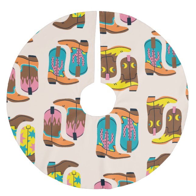 Wild West Cowboy Boots: Fashion Concept Pattern Brushed Polyester Tree Skirt (Front)