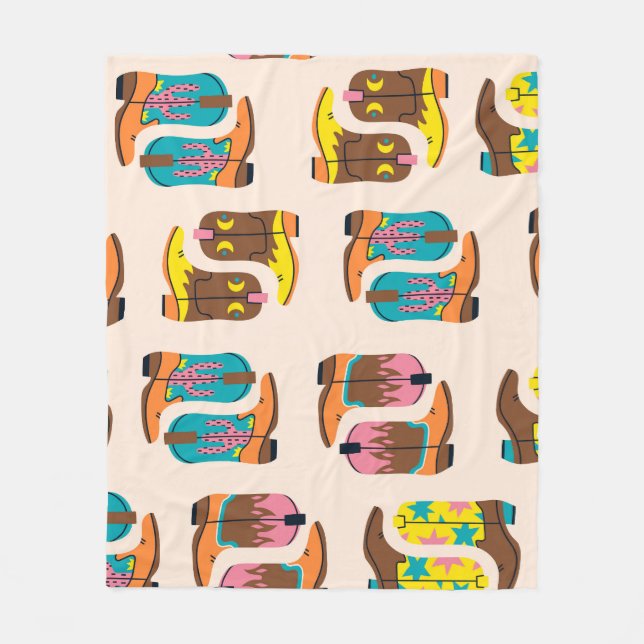 Wild West Cowboy Boots: Fashion Concept Pattern Fleece Blanket (Front)
