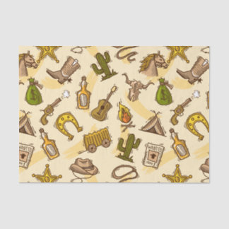 Wild west cowboy coloured with guitar and cactus tissue paper