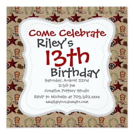 Wild West Cowboy Country Western on Burlap Pattern Card