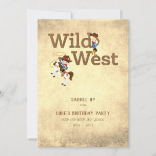 Wild West Cowboy Cowgirl Child's Birthday  Invitation